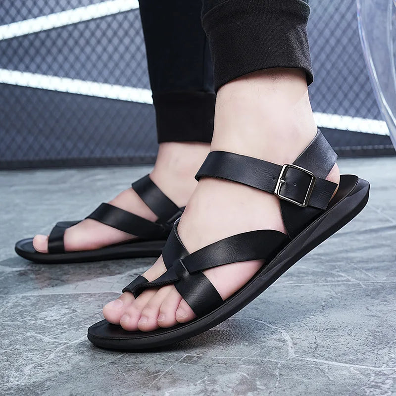 Summer Men Rome Genuine Leather Roman Sandals Gladiator 2024 Sandalias Romanas Hombre Flat Sandles Dropshipping