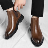 Autumn And Winter Fashionable Men's Leather Casual Ankle Boot Classic Business Formal Boots Comfortable And Anti-Slip Flat Boots