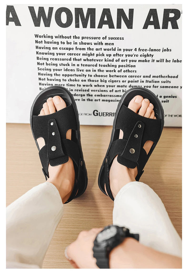 Brand Classic Mens Sandals Summer Genuine Leather Sandals Men Outdoor Casual Lightweight Sandal Fashion Men Sneakers