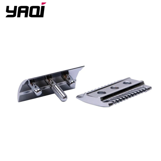 "The FLIPSIDE by YAQI" A Dual Comb Dual Aggression Level Mens Razor Head In Chrome