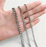 Classic Punk Cuban Chain Necklace for Men Women,Stainless Steel Grey Silver Gold Black Color Chain Link Collar,Wholesale Chain