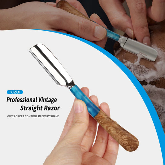 1Pc New Pro Wood Handle Baber Straight Razor Manual Zinc Alloy Beard Shaving Knife Holder For Men Salon Hair Removal Tools