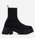 Women Boots Elastic Platform Boots Breathable Spring Summer Heels Botas Mujer Slip On Ankle Boots Elegant Woman Heeled Shoes