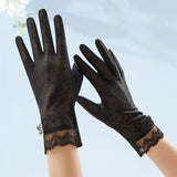 Sun Protection Lace Gloves Summer Touchscreen Breathable Non-Slip Driving Gloves Elegant Lace Design for Women Outdoor Shopping
