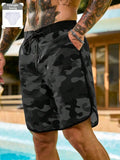 Manfinity KASUA Men's Summer Holiday Casual Camo Print Drawstring Waist Side Pocket Beach Shorts Men Camo Shorts Men Streetwear