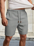 HIMLAND Men's Solid Color Drawstring Waist Casual Shorts, Versatile, Vacation, Father's Day Gifts, Football