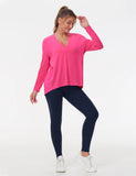 THE GYM PEOPLE Women's Long Sleeve Workout Shirts Loose Fit V-Neck Running T-Shirts Tops
