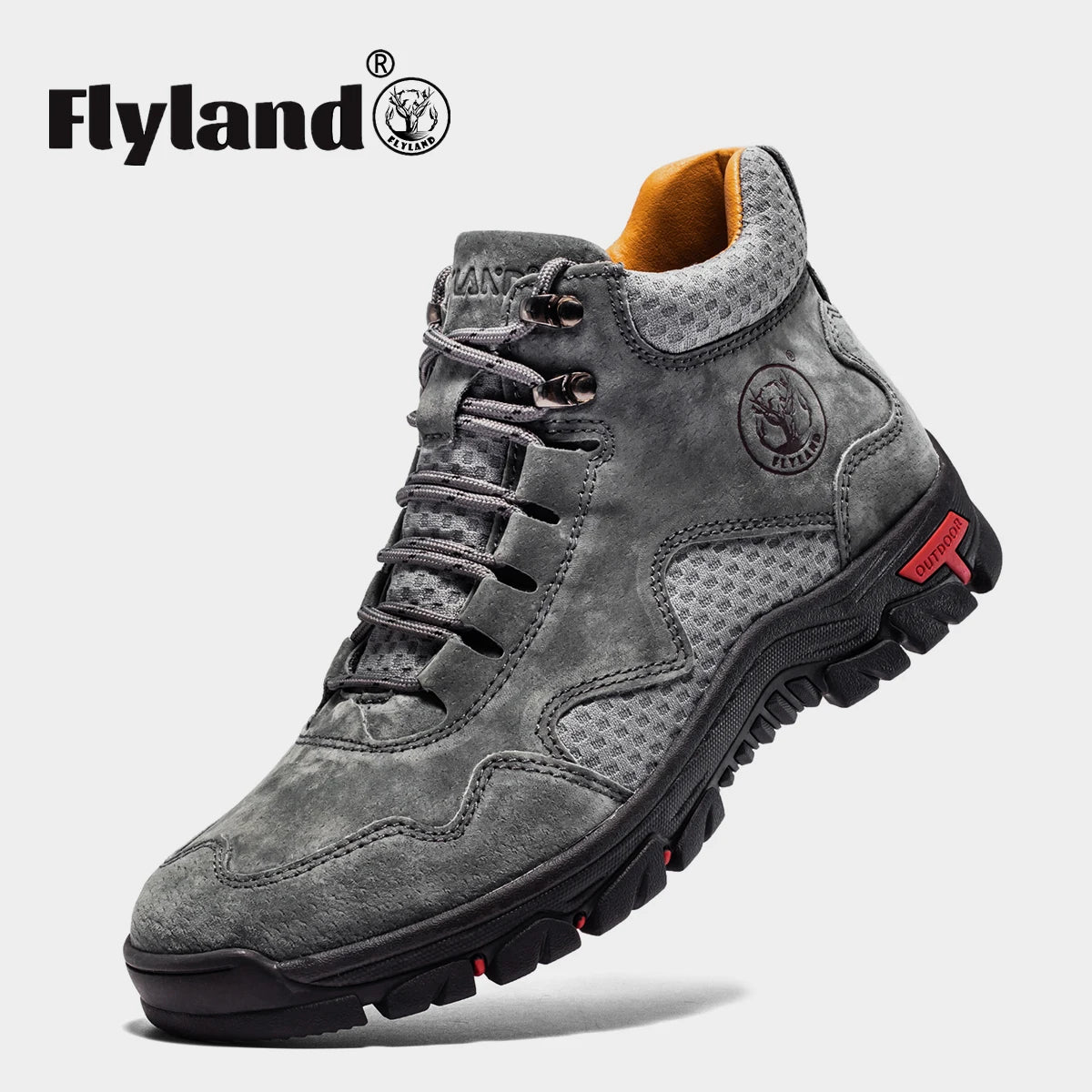 FLYLAND Men's Ankle Boots Casual Leather Shoes Fashion Vintage Hand Stitching Soft Business Handmade Shoes