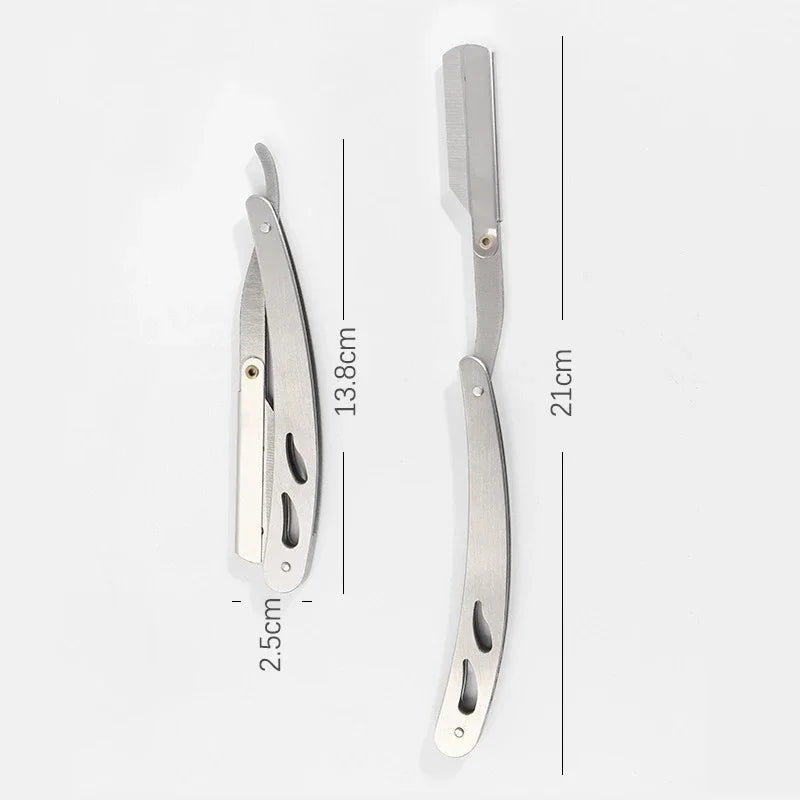 Stainless Steel Razor Holder Golden Men's Manual Folding Straight Edge Shaver Barber Shop Beard Trimmer With Shaving Blade Y1003