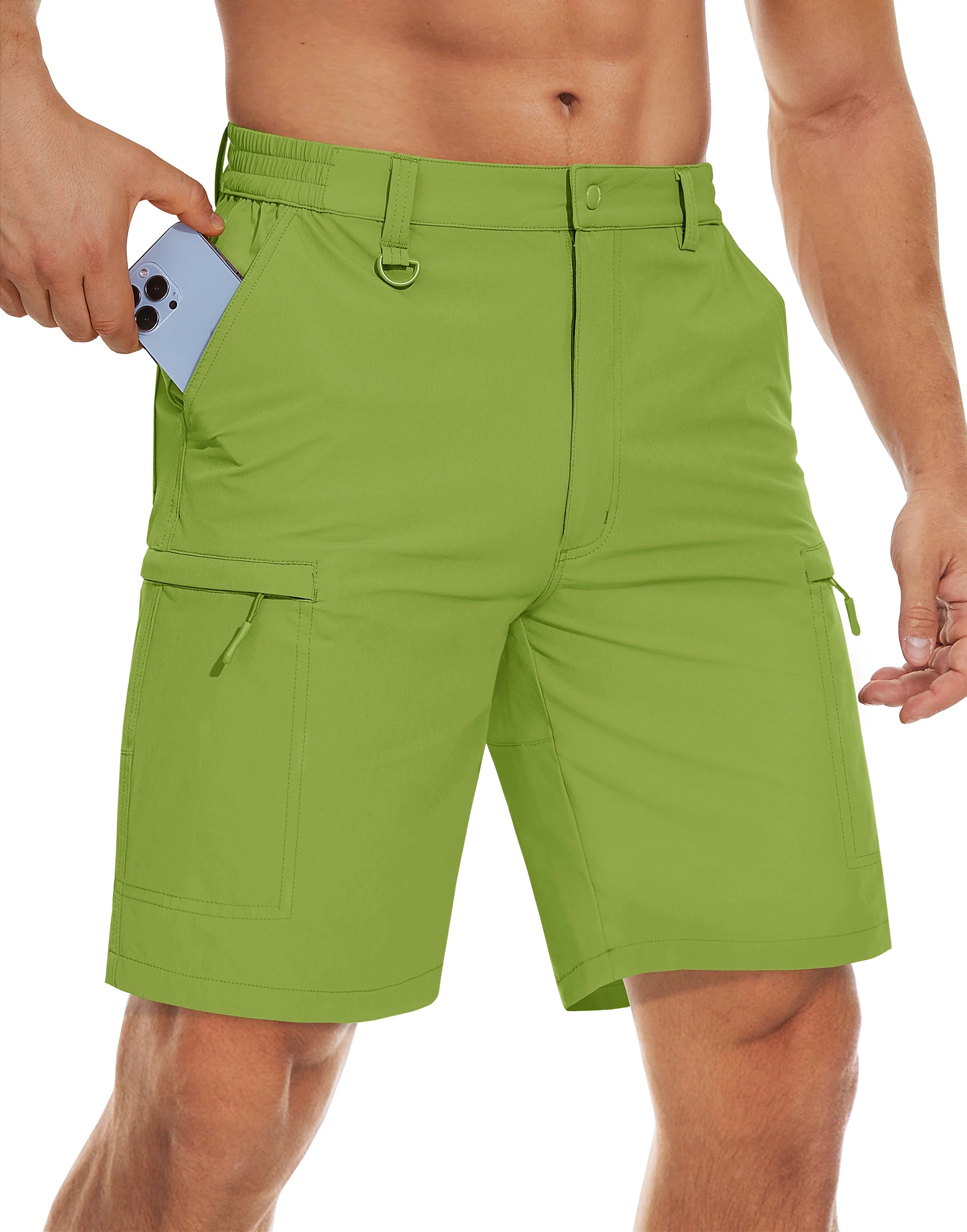 Men's Quick Dry Cargo Shorts Summer Waterproof Hiking Shorts Outdoor Multi-pockets Camping Training Work Shorts Man