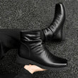 Hot-Selling Leather Boots for Men Fad Square Toe Drape Casual Chelsea Boot British High-end Cool High Top Men Boots Botas Hombre