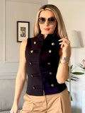 SLTNX Women's Top 2026 Spring New Black Sleeveless Rope Knot Decorative Slim Fit Top Vest Unique Fashion Cool Trendy