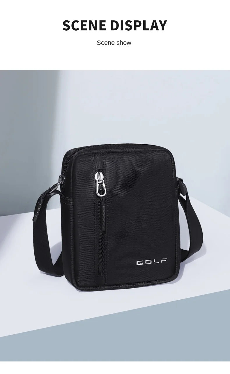 GOLF Mini Shoulder Bag Man Crossbody for Men Black Cross Bag Casual Slim Oxford Small Cell Phone Sling Messeng Bag Lightweight
