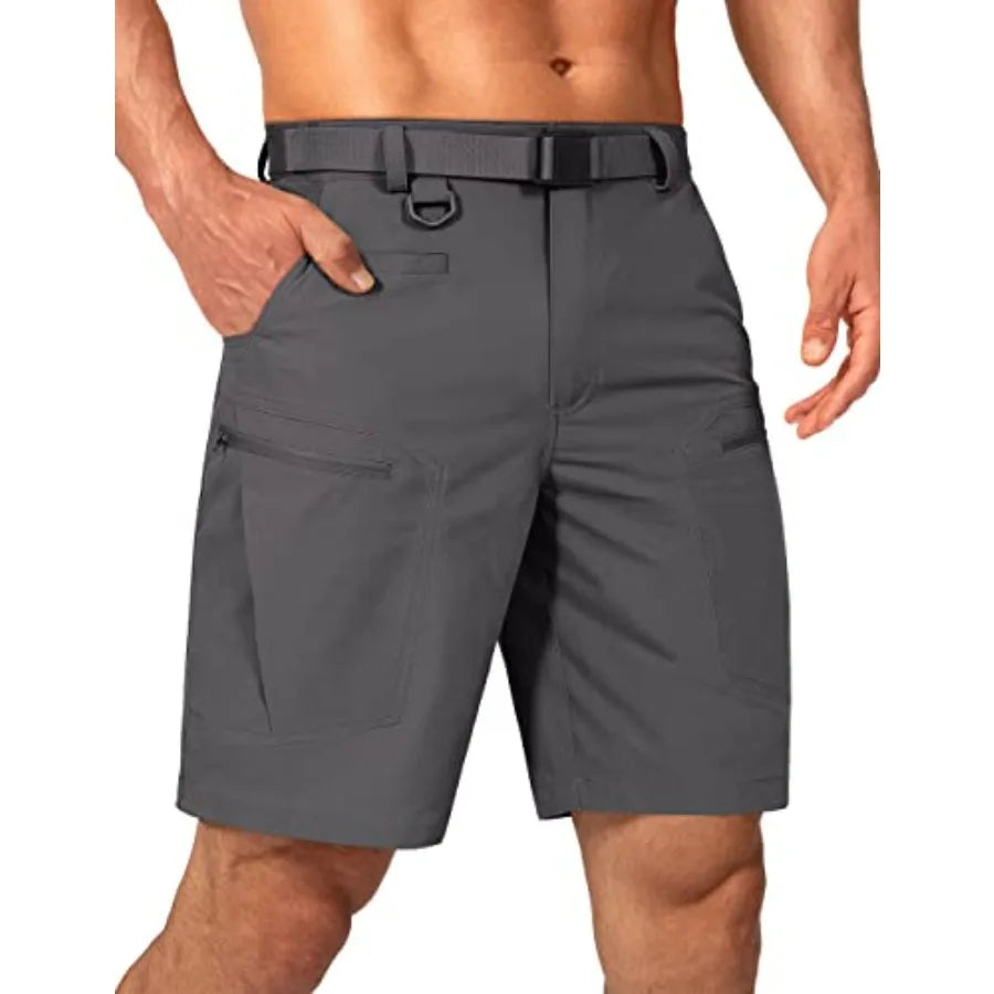 Mens Cargo Hiking Shorts Water Resistant Quick Dry Lightweight Breathable Tactical Shorts with Nylon Belt