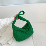 Women Large Capacity Quilted Tote Bag Winter Warm Lightweight Down Cotton Padded Plaid Shoulder Bags Underarm Bags Puffy Handbag