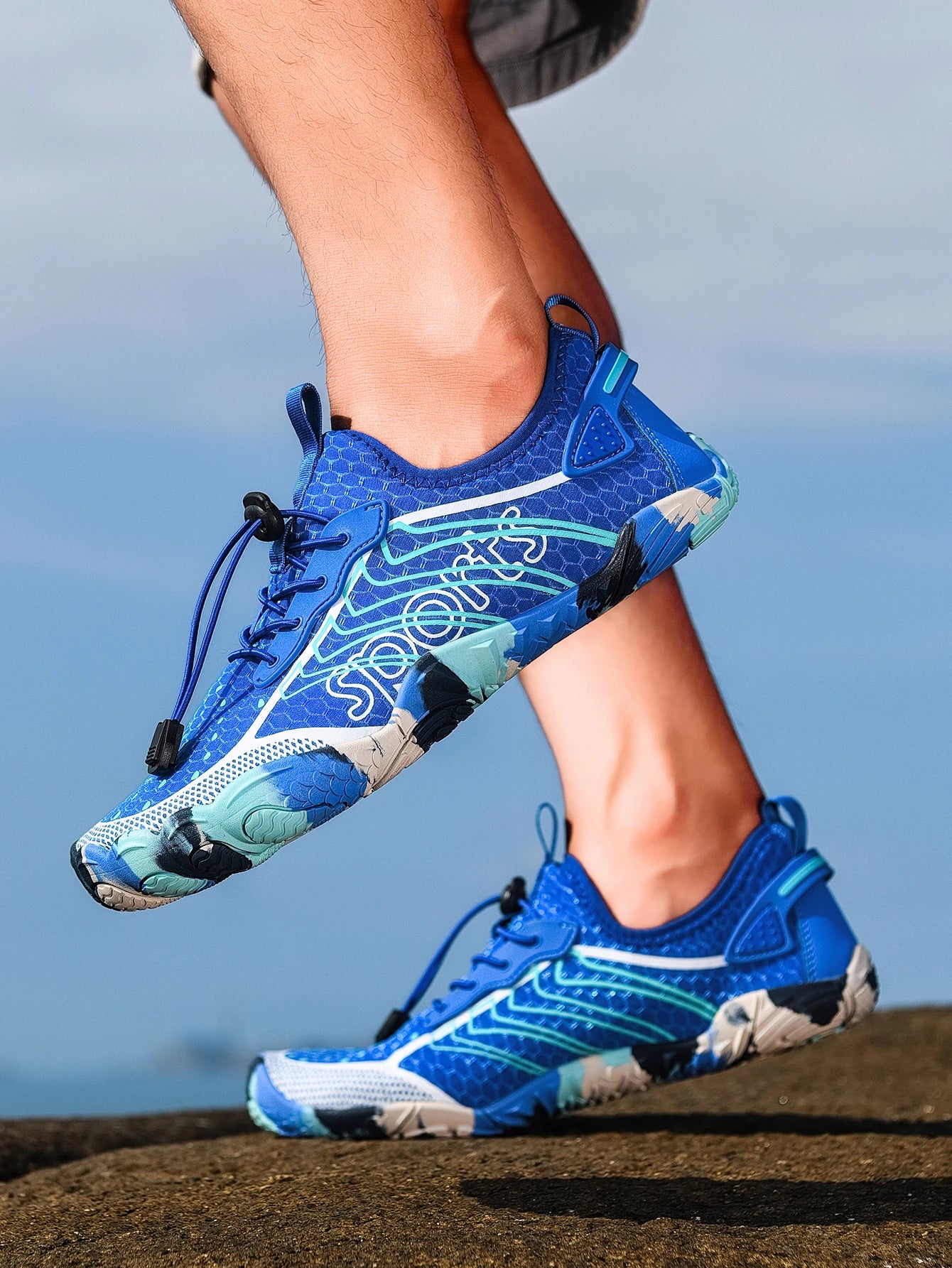 Men Quick Dry Barefoot Water Shoes Breathable Aqua Beach Sneakers, Non Slip Swim Surfing Diving Footwear Outdoor River Hiking Walking Wetsuit Shoes
