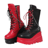 Platform Ankle Boots For Womem Round Toe Chunky Heel Lace Up Boots With Side Zipper Stars Dec sx260210154995309672287
