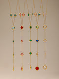 Colorful Long Square Pendant Stainless Steel Necklace for Women Luxury Czech Glass Gold Plated Waterproof Charm Jewelry