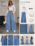 Y2K Bow Embroidery Wide Leg Jeans for Women, High Rise Vintage Light Wash Baggy Denim Trousers Trendy Casual Streetwear Daily Pants