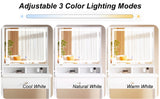 Vanity Desk Makeup Vanity Desk with Mirror and Lights, Makeup Vanity Set with Drawers, Stool and Open Shelves, 3 Color Lighting Modes Brightness Adjustable Dressing Table for Bedroom