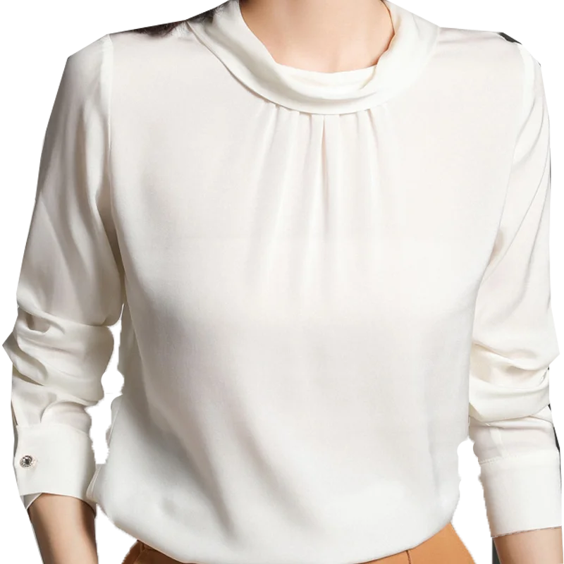 Women blusas long sleeved Slim plus size silk satin shirts office ladies work female Chiffon blouse Elegant blusa feminina