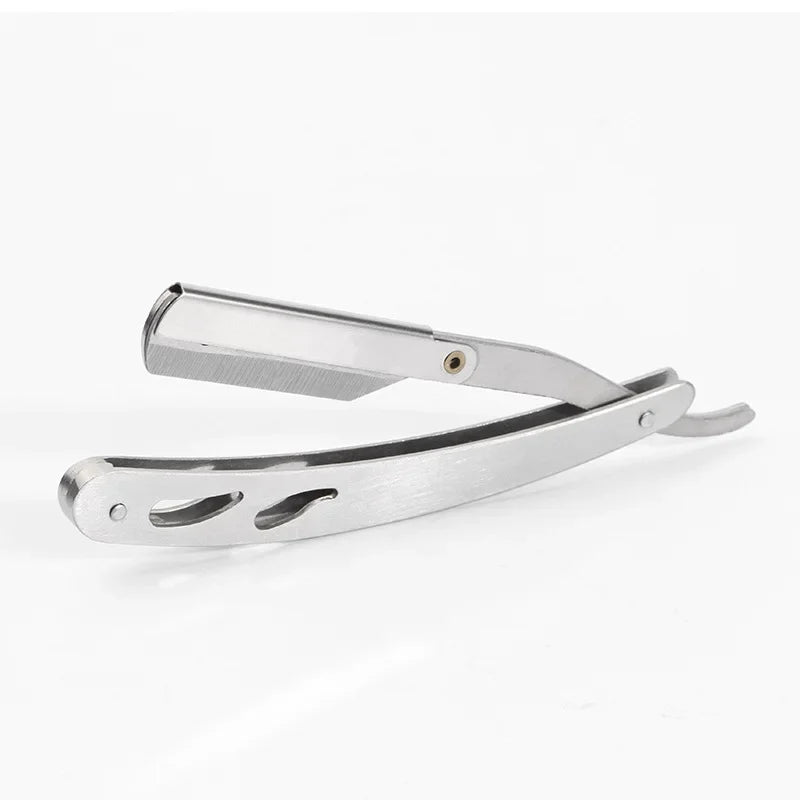 Stainless Steel Razor Holder Golden Men's Manual Folding Straight Edge Shaver Barber Shop Beard Trimmer With Shaving Blade Y1003
