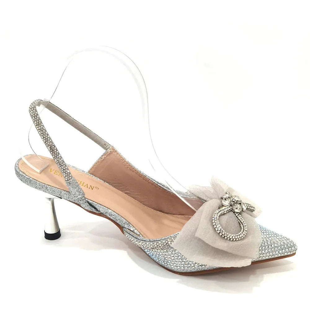 Latest Women's Luxury Diamond Crystal High Heels New Fashion Sandals Party High Heels Elegant Italian Women's Shoes