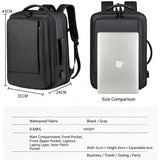 Expandable Men's Business Backpack with Multi-functional Layered Storage, Water-proof & Scratch-resistant Fabric, Separate Laptop Compartment, Convenient USB Charging Design, Perfect for Office Work, Short-distance Business T