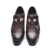 Rome Style Men's Sandals Genuine Cow Leather Summer Buckle Strap Hollow Out Casual Business Wedding Dress Shoes Men Open Shoes