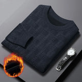 Chenille Winter Warm Sweaters Men Plaid Jacquard O-neck Pullovers Fleece Thick Knitwear Male Business Casual Knitted Sweater