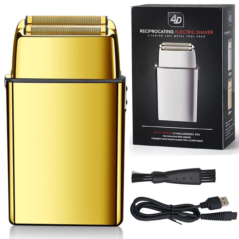 Rechargeable Metal Barber Hair Beard Electric Shaver For Men Electric Razor Bald Head Shaving Machine Finishing Tool