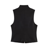 SLTNX Women's Top 2026 Spring New Black Sleeveless Rope Knot Decorative Slim Fit Top Vest Unique Fashion Cool Trendy