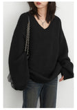 CHIC VEN Women Sweaters Solid Loose Pullovers New V-neck Knitwear Knitted Jumpers Female Top Fashion Woman Autumn Winter 2024
