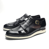 Classy Trending Mens Tassel Sandals Genuine Leather Buckle Strap Hollow Out Summer Casual Shoes for Men Comfortable Breathable