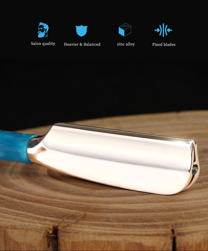 1Pc New Pro Wood Handle Baber Straight Razor Manual Zinc Alloy Beard Shaving Knife Holder For Men Salon Hair Removal Tools
