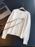 Autumn Winter 2026 Soft Elegant O-neck Loose Casual Sweaters Women Knitted Chic Embroidery Cardigan Basic Colorful Buttons Tops