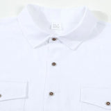 2026 New Men's Long Sleeve Casual Shirt Double Chest Pocket Button Up Soft Loose Linen Comfy Daily Work Street Outdoor Wear Tops