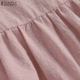 ZANZEA Elegant Solid Blouse Women Long Sleeve O Neck OL Work Shirt Spring Autumn Fashion Tunic Tops Blusas Female Loose Chemise