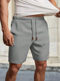HIMLAND Men's Solid Color Drawstring Waist Casual Shorts, Versatile, Vacation, Father's Day Gifts, Football