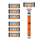 6-Layers Safety Razor Set High Quality Men Shaving Razor Sharp Stainless Steel Changeable Shaver Head Blades