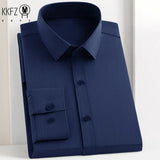 Men's Business Casual Long Sleeve Shirt Solid Color Wrinkle Resistant Comfortable All-Season Versatile Top