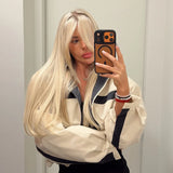 Women's Jackets Beige Black Zip Collar Crop Jacket Lapel Loose Streetwear Spring Autumn Chic Sports Outfits Short Coats 2026 New