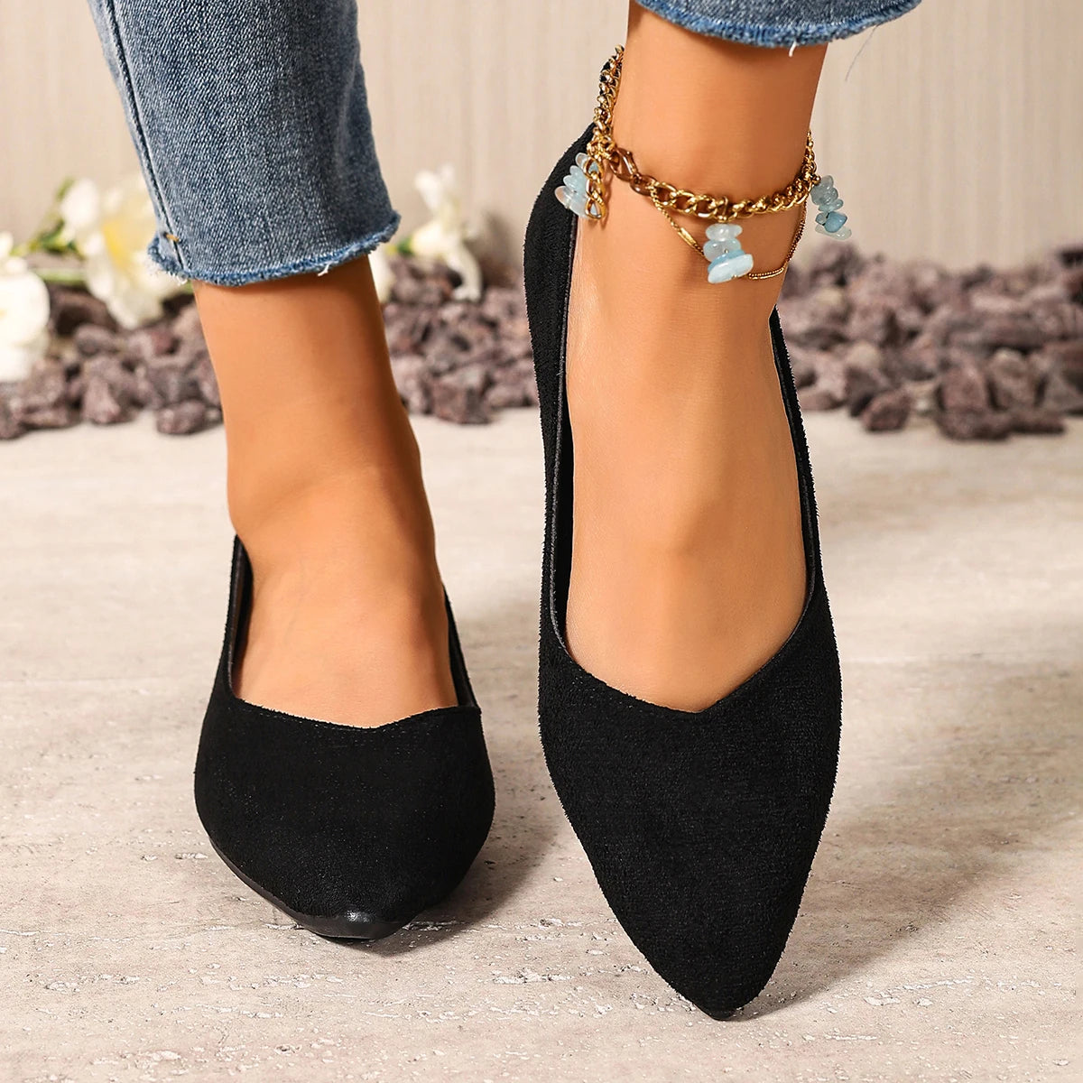 New Style Pointed Toe Shallow Mouth Breathable Bow Decoration Fashionable and Elegant Casual Flat Shoes for Women Zapatos Mujer