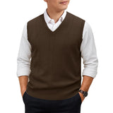 Men's Sleeveless Sweater Vest Lightweight V-Neck Solid Vest Pullover Twist Knit Sweaters Autumn Mens Outerwear