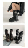 Winter Women Biker Boots Fashion Belt Buckle Ladies Elegant Platform Long Pipe Booties Casual Women's Knee High Booties2024