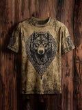 New Retro-style Outdoor Street Men's Loose Short-sleeved Casual Shirt With Tribal Ethnic Symbol Print Men's Fashionable T-shirt