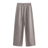 SLTNX 2026 Retro Chic Plaid Pants Women's Loose Pants Fashion Street Casual Pants Office Wear