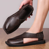 Hot-selling Summer Sandals Outdoor Leather Mens Beach Shoes Breathable Casual Man Wading Shoes Non-slip Sandalias Male Slippers