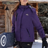 TACVASEN Winter Fleece Lined Hooded Parka Jacket Womens Ski Snowboard Warm Coats Waterproof 5 Zipper Pockets Windbreaker Outwear