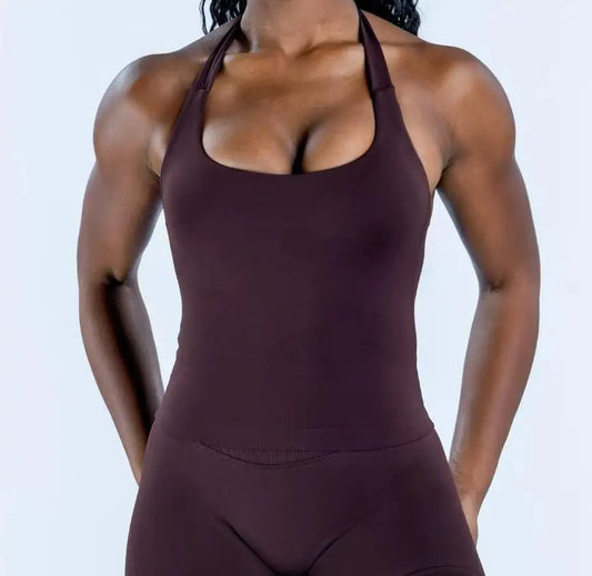 DL 0GO Longline Strappy Top Gym Sports Top Women Seamless Yoga Tank Sportswear Gym Clothing Running Workout Halter